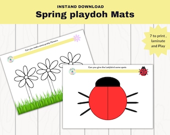 Spring activities for kids printable, Preschool Spring resources, 7 playdoh mats, Activities for bored kids, Montessori spring.