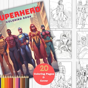 Superhero Coloring Books for adults, adult coloring page, Superhero coloring, Fantasy coloring book, printable coloring pages.