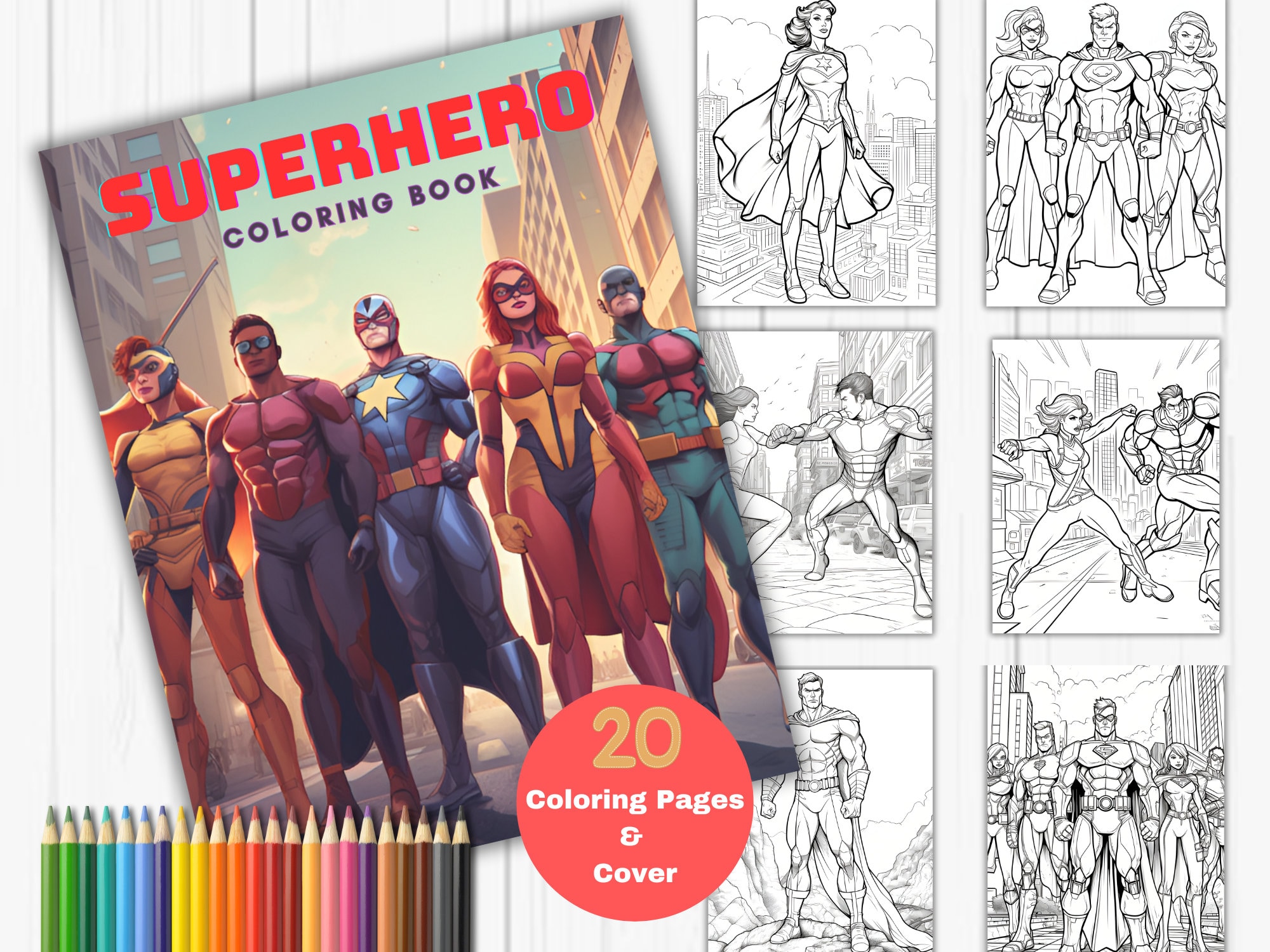 Superhero Coloring Books for Adults, Adult Coloring Page, Superhero ...