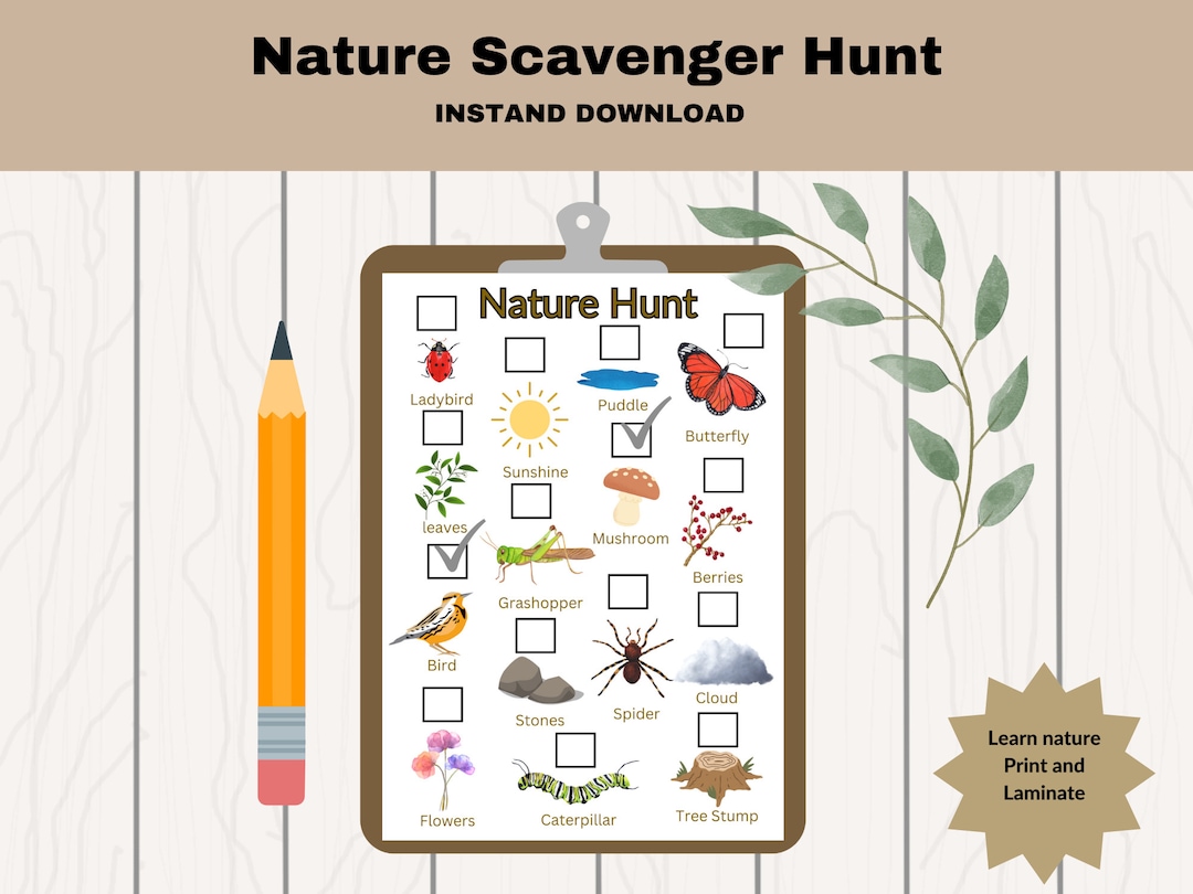 Toddler Scavenger Hunt Printable, Nature Scavenger Hunt for Kids ...