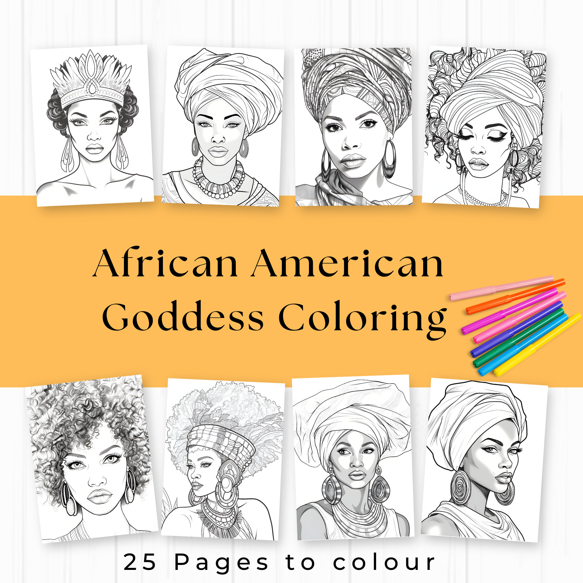 African American Coloring Books for Adults, Beautiful African Goddess