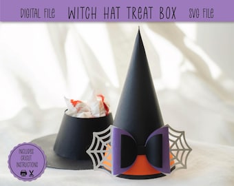 Scatola per dolcetti con cappello da strega SVG / Scatola per bomboniere SVG / Scatola per dolcetti di Halloween