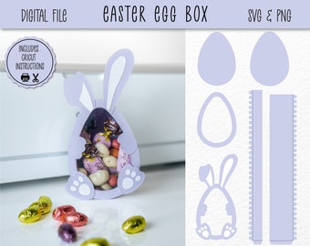 Boîte à oeufs de Pâques SVG | Boîte à friandises SVG | Boîte lapin