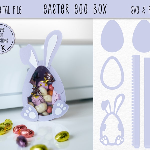 Scatola di uova di Pasqua SVG / Scatola di dolcetti SVG / Scatola di coniglietti
