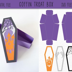 Boîte à friandises cercueil SVG | Boîte à friandises SVG | Boîte cadeau SVG | Boîte de bonbons d'Halloween
