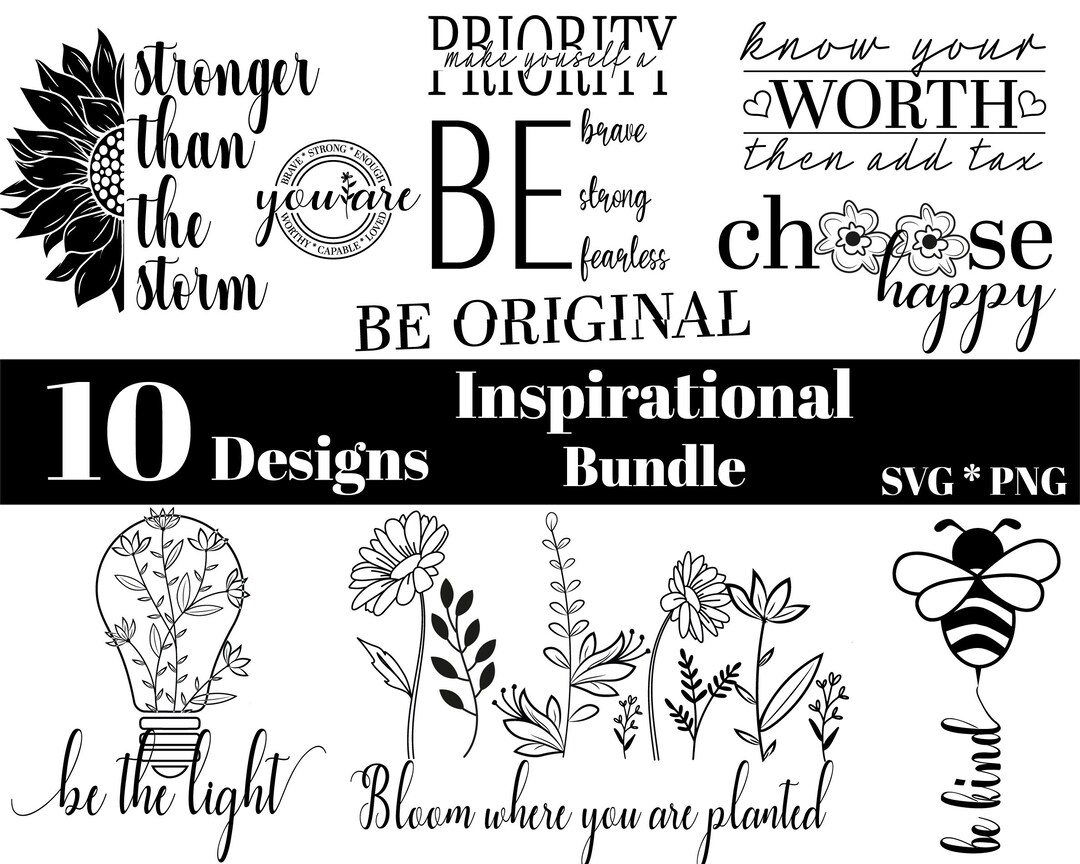 Inspirational and Motivational Quote Bundle SVG PNG | Instant Download ...