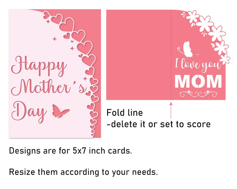 Mothers Day Card SVG Papercut Greeting Cards Digital - Etsy