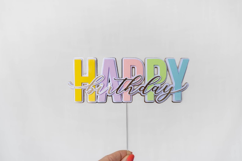 Happy Birthday Cake Topper | Birthday Decoration | Digital Download - Etsy