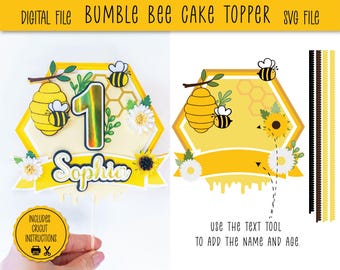 Bumble Bee Cake Topper: Bee Themed Party Decor (Digital Download)