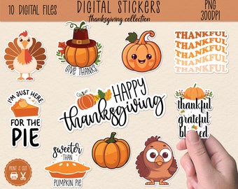Thanksgiving Digital Sticker Pack PNG | Fall Stickers Bundle | Digital Download | Instant Download