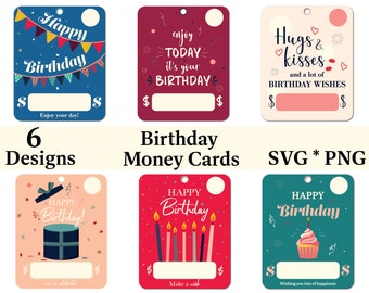 バースデーマネーカードホルダー：リップクリームポーチ SVG PNG（デジタルダウンロード）