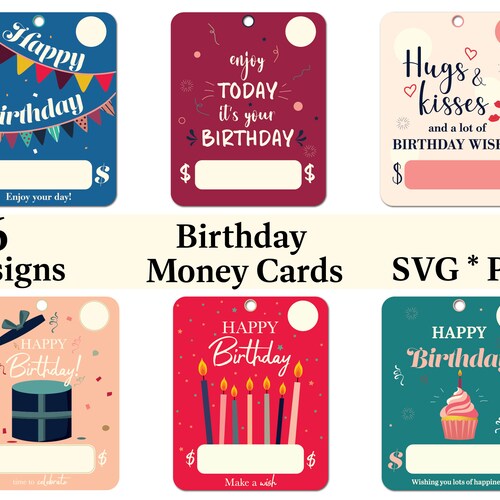 Birthday Money Card Holder PNG & SVG Designs Lip Balm Pouch - Etsy
