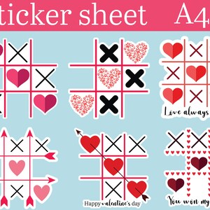 Valentine's Day TIC TAC TOE Svg & Png Designs + Sticker Sheet - Etsy