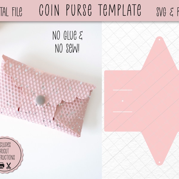 No-Sew Pouch Template SVG | Craft Pattern | Coin Purse | DIY Leather Purse