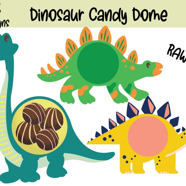 Dinosaur candy dome svg | Dinosaur candy holder bundle | Digital download