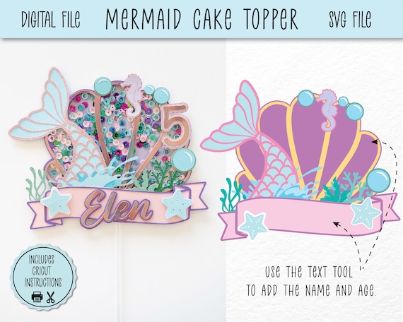 Mermaid Cake Topper | Mermaid Birthday Party | Digital download