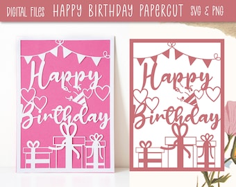 Joyeux anniversaire papier découpé | Téléchargement numérique