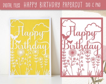 Joyeux anniversaire papier découpé | Téléchargement numérique