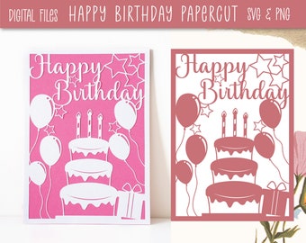 Joyeux anniversaire papier découpé | Téléchargement numérique