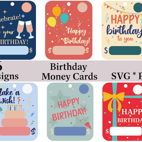 Birthday Money Card Holder PNG & SVG Designs Lip Balm Pouch - Etsy