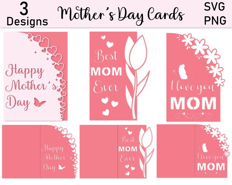 Mothers Day Card SVG Papercut Greeting Cards Digital - Etsy