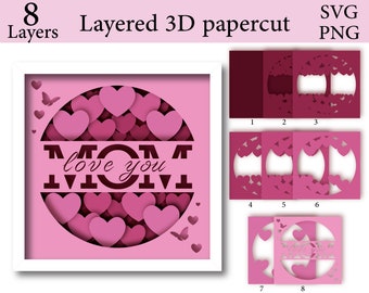 3D Mother's Day Papercut SVG: Layered Shadow Box (Digital Download)