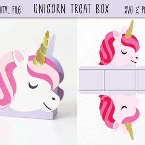 Boîte à friandises pour fête à thème Licorne | Boîte de faveurs SVG
