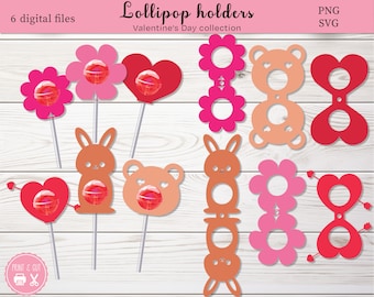 Valentine's Day Lollipop Holders SVG: 6 Designs (Digital Download)