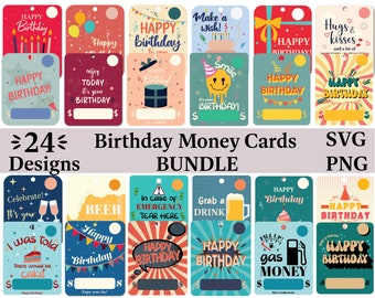 Birthday Money Card PNG & SVG Designs | Lip Balm Pouch Money Holder | Digital download