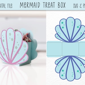 Boîte à friandises pour soirée à thème sirène | Boîte de faveurs SVG