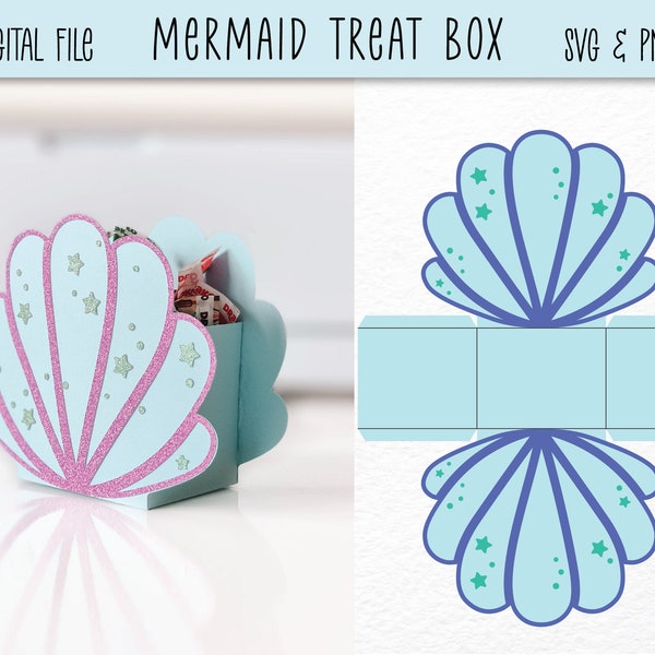 Mermaid Theme Party Treat Box | Favor Box SVG