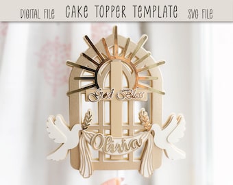 Topo de bolo de batizado | Topo de bolo de batizado | Download digital
