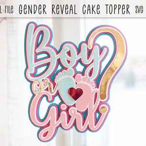 Gender Reveal Cake Topper | Boy or Girl Party Decoration | Digital download