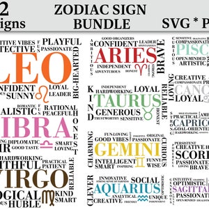 Zodiac Bundle SVG | Horoscope Svg | Astrology Signs | Digital Download