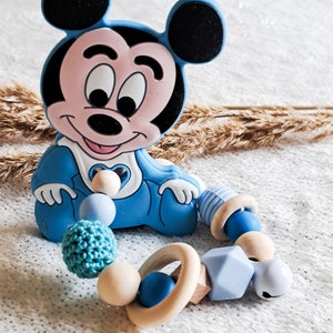 Schnullerkette oder Greifling, Geschenk zur Geburt, Taufe, Babyartikel, Mickey Maus Bild 5