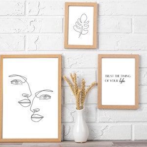 Wall Art Set of 20 Prints, Abstract Wall Gallery Arts of 20 Prints, Inspirational Quotes, Abstract Line Art, Digital Print Set