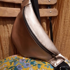 Bronze gold faux leather fanny pack