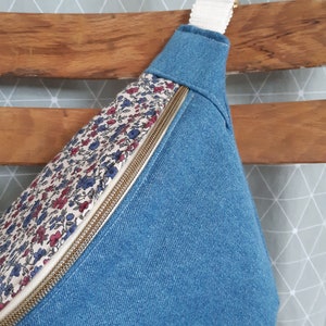 Marsupio liberty e denim blu lampone immagine 2