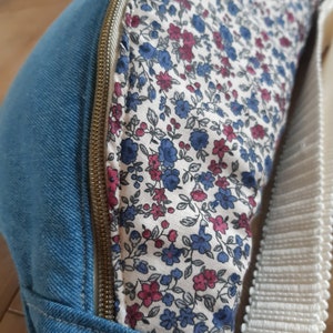 Marsupio liberty e denim blu lampone immagine 3