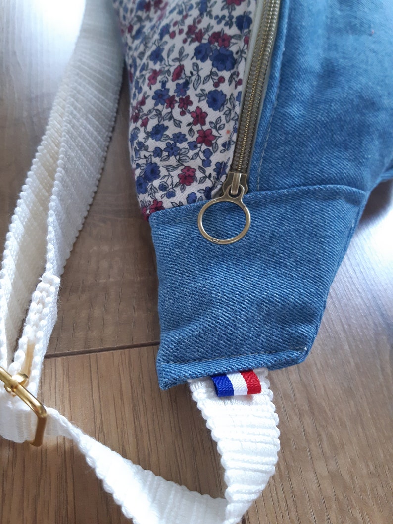 Sac banane jean et liberty bleu framboise image 7