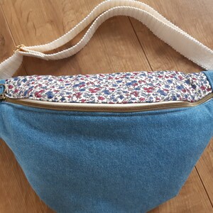 Raspberry blue denim and liberty fanny pack image 4