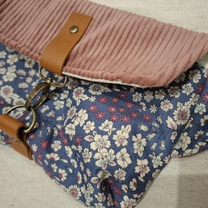 Sac bandoulière liberty et velours rose