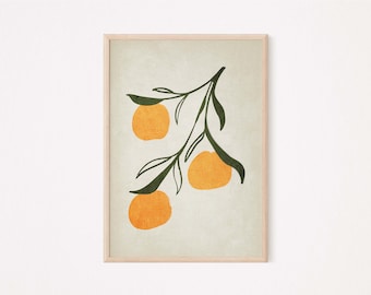 Affiche Oranges, Impression de fruits, Affiche de fruits, Impression d’oranges, Art mural d’oranges, Art mural de fruits, Cadeaux de nouvelle maison, Illustration d’oranges-LARGE