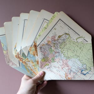 Vintage Atlas Umschläge | 8er Set große oder 10er Set kleine | Karten | Handarbeit | 1930er Jahre | recycelte Materialien| Schneckenhaus | Briefpapier |
