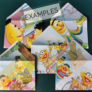 Sesamstraat Enveloppen / Set da 10 / A6 / Libri illustrati fatti a mano / riciclati / Posta ordinaria / cancelleria /