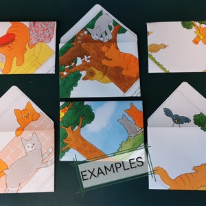 Buste Dikkie-Dik / Set da 10 / A6 / Fatte a mano / Libri illustrati riciclati / Posta ordinaria / Autosigillanti / Cancelleria /