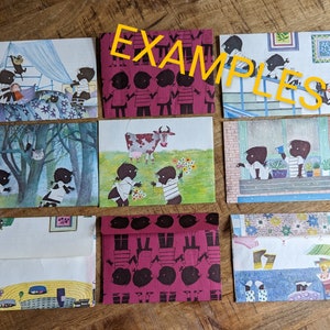 Buste Jip & Janneke / Set di 8 / A6 / Fatti a mano / Libri illustrati riciclati / Posta lumaca / Autosigillanti / Cancelleria /