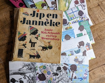 Jip & Janneke Enveloppen | Set van 8 | A6 | Handgemaakt | Gerecycleerde prentenboeken| Slakkenpost | Zelfdichtend | briefpapier |