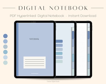 Digital anteckningsbok för Goodnotes Notability | 6 hyperlänkade flikar | iPad och surfplatta anteckningsbok för studenter | Mall för digitala anteckningar