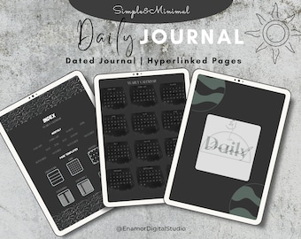 Dark Mode Journal, Digital Journal for GoodNotes, Modern Design, Digital Diary, Daily iPad Journal, Notability Journal, Portrait Journal
